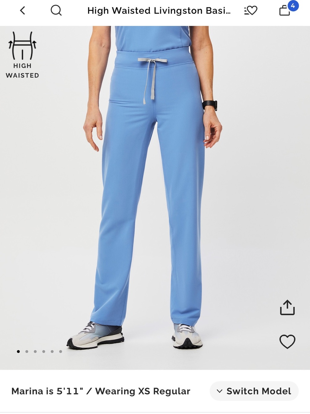 Figs Women's High-Waisted Livingston Scrub Pants in Periwinkle Blue